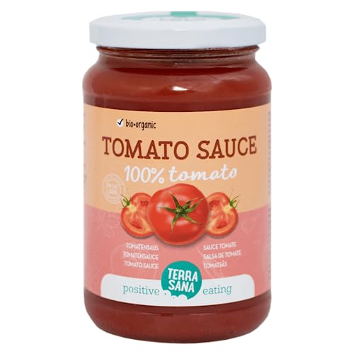 TerraSana Bio Tomatensauce 100% - Die pure Geschmacksexplosion aus 100% Tomaten (1 x 340g Glas) - Einfach, schnell und köstlich ohne Zusätze - Ideal für Pizza und Pasta von TerraSana