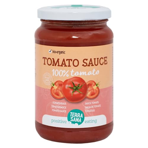TerraSana Bio Tomatensauce 100% - Die pure Geschmacksexplosion aus 100% Tomaten (1 x 340g Glas) - Einfach, schnell und köstlich ohne Zusätze - Ideal für Pizza und Pasta von Terrasana