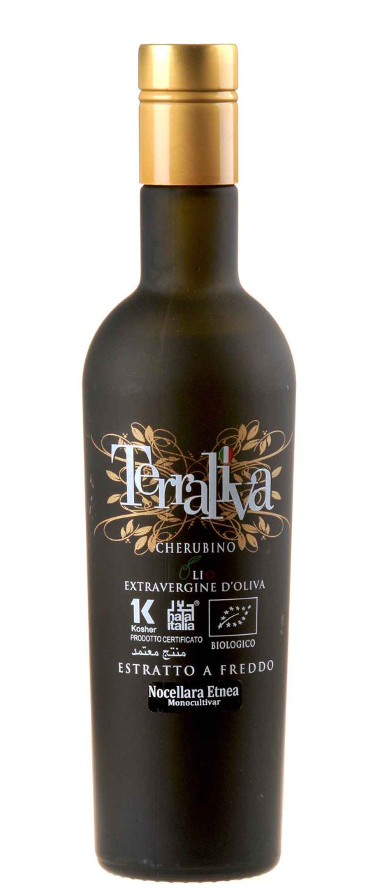 Terraliva goldene Kapsel Cherubino Nocellara Etnea Olivenöl Extra Vergine 2023 Bio 500ml von Terraliva