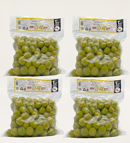 Italienische Oliven mit Knochen in 4 Beuteln à 500 g (Grüne Oliven in Salzlake 4 Beutel à 500 g) Gewinner des nationalen Monna Oliva-Preises Italienische Oliven mit Knochen in 4 Beuteln à 500 g (Grüne Oliven in Salzlake 4 Beutel à 500 g) Gewinner des nationalen Monna Oliva-Preises von Terramia