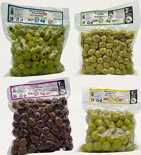 Italienische Oliven in 4 Beuteln à 500 Gramm (Verschiedene Oliven 4 Beutel à 500 g.) von Terramia