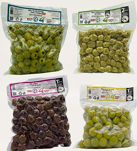Italienische Oliven in 4 Beuteln à 500 gr. (Sortierte Oliven, 4 Beutel à 500 g.) Preisgekrönte Oliven in Italien von Terramia