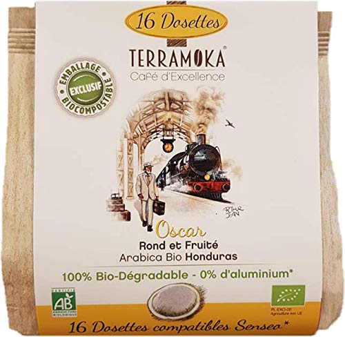 Terramoka Oscar Espresso – 16 kompostierbare Bio-Kaffeepads, Senseo® kompatibel von TERRAMOKA