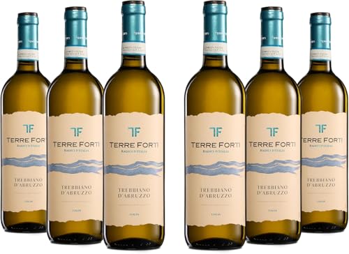 Terre Forti Trebbiano d'Abruzzo DOC, Italienischer Weißwein mit Milden und Mineralischen, Blumigen Noten, 12 % Vol., Karton mit 6 Flaschen mit jeweils 750 ml von Terre Forti