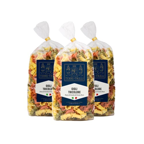 Terre Dei Trulli Tricolore-Lilien - 3 Packungen à 500 g | Traditionelle Handwerkliche Pasta aus 100% Italienischem Hartweizengrieß | Made in Italy von Terre dei Trulli