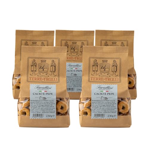 Terre Dei Trulli Cacio e Pepe Tarallini Pugliesi - 5 Packungen à 230 g | Gesunder Snack für Eine Schnelle und Leckere Mahlzeit | Gesunde Snacks, Salzige Snacks, Healthy Snacks von Terre dei Trulli