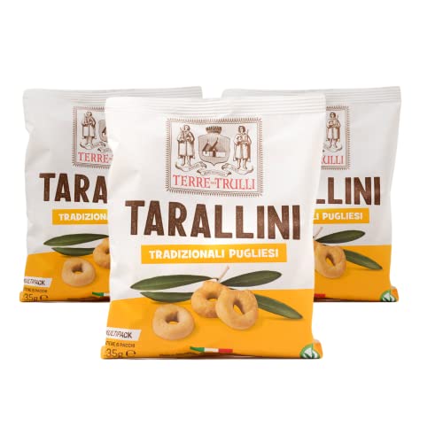 Terre Dei Trulli Einzeln Verpackte Tarallini Pugliesi - Multipack mit 3 Packungen à 210g | Gesunder Snack für Eine Schnelle und Leckere Mahlzeit | Gesunde Snacks, Salzige Snacks, Healthy Snacks von Terre dei Trulli