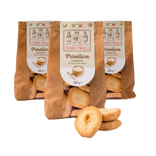 Terre Dei Trulli Friselline Casareccie - 3 Packungen à 200g | Handwerkliche Friselle | Gesunder Snack für Eine Schnelle und Leckere Mahlzeit | Gesunde Snacks, Salzige Snacks, Healthy Snacks von Terre dei Trulli