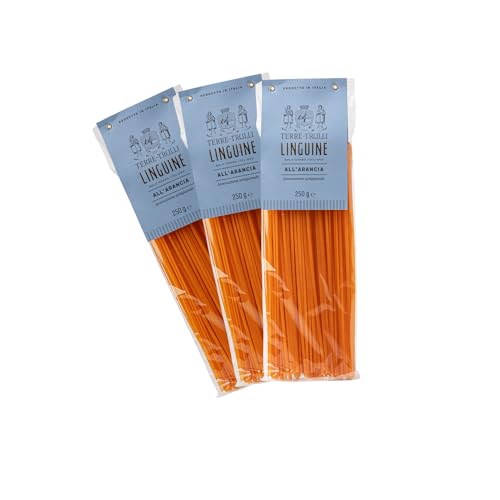 Terre Dei Trulli Linguine mit Orange - 3 Packungen zu je 250 g | 100% Traditionelle Italienische Handwerksnudeln | Hartweizengrießnudeln | Made in Italy von Terre dei Trulli