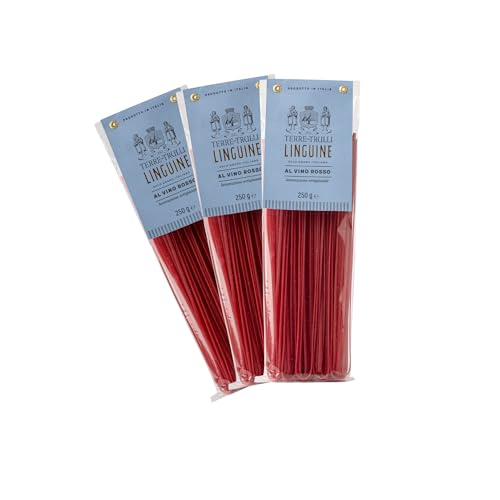 Terre Dei Trulli Linguine mit Rotwein - 3 Packungen à 250g | Traditionelle Handwerkliche 100% Italienische Pasta | Hartweizengrießnudeln | Made in Italy von Terre dei Trulli