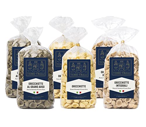 Terre Dei Trulli Tris von Traditionellen Orecchiette, Vollkorn- und Al Grano Arso - 6 Packungen zu je 500g | Traditionelle 100% Italienische Handwerkliche Pasta | Hartweizengrieß Pasta | Made in Italy von Terre dei Trulli