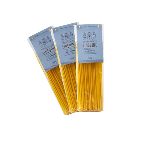 Terre Dei Trulli Zitronen Linguine - 3 Packungen à 250 g | Traditionelle Handwerkliche Pasta aus 100% Italienischem Hartweizengrieß | Made in Italy von Terre dei Trulli