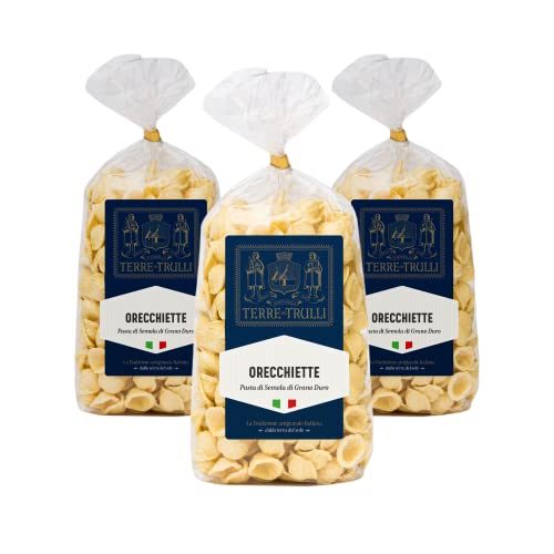 Terre Dei Trulli Orecchiette - 3 Packungen zu je 500 g | Traditionelle Handgemachte Italienische Pasta | Hartweizengrießnudeln | Made in Italy von Terre dei Trulli