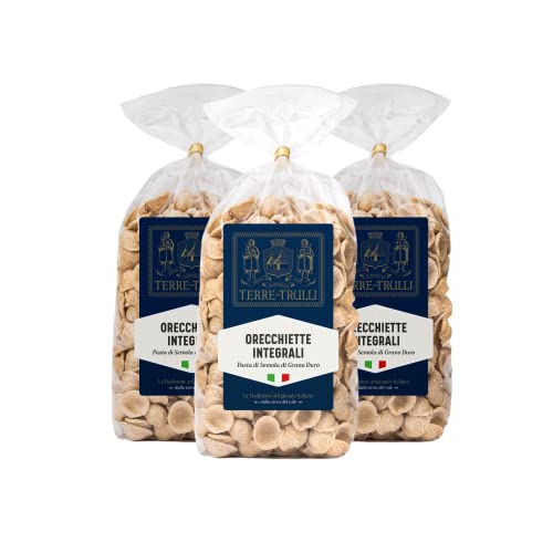 Terre Dei Trulli Vollkornnudeln Orecchiette - 3 Packungen à 500g | Traditionelle Handwerkliche Pasta aus 100% Italienischem Hartweizengrieß | Made in Italy von Terre dei Trulli