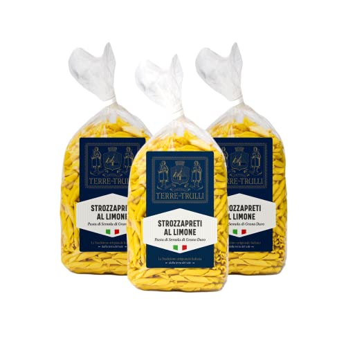 Terre Dei Trulli Zitronenstrozzapreti - 3 Packungen à 500g | Traditionelle Handwerkliche Pasta aus 100% Italienischem Hartweizengrieß | Made in Italy von Terre dei Trulli