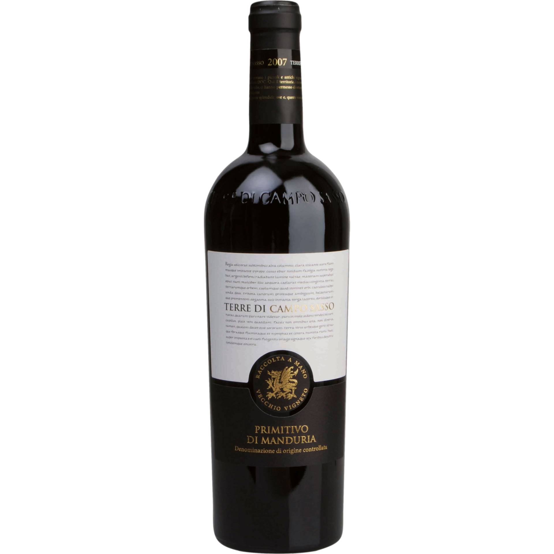 Terre di Campo Sasso Primitivo di Manduria, Primitivo di Manduria DOC, Apulien, 2022, Rotwein von Terre di Campo Sasso, Bruneck - Italien (Apulien)