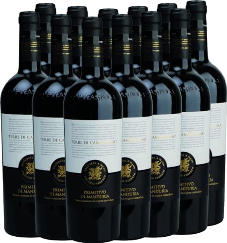 Primitivo di Manduria DOC Terre di Campo Sasso Rotwein 12 x 0,75l VINELLO - 12 x Weinpaket inkl. kostenlosem VINELLO.weinausgießer von Terre di Campo Sasso