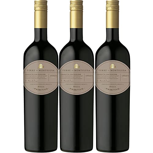 Terre di Montelusa Primitivo Puglia Rotwein veganer Wein trocken IGT Italien (3 Flaschen) von Terre di Montelusa
