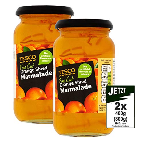 Tesco Fine Cut Orange Shred Marmalade 2x 454g (908g) - britische Feinschnitt Orangenmarmelade von Tesco