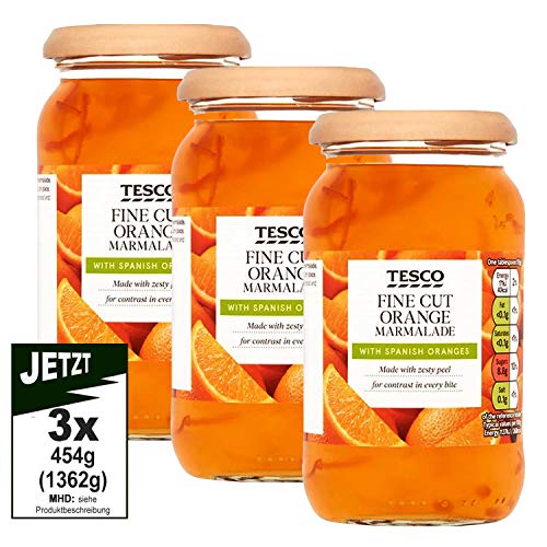 Tesco Fine Cut Orange Shred Marmalade 3x 454g (1362g) - britische Feinschnitt Orangenmarmelade von Tesco