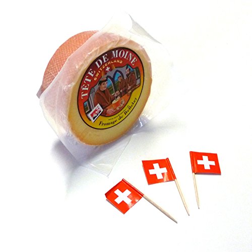 Original AOP Tete de Moine Käse für Girolle halber Laib ca 400 g (ohne Kühlversand) + 3 schweizer Fähnchen von Tete de Moine