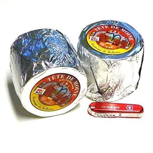 Tete de Moine Käse AOP 2 ganze Laibe ca 1700g + Schweizer Schokoladen Taschenmesser von Tete de Moine