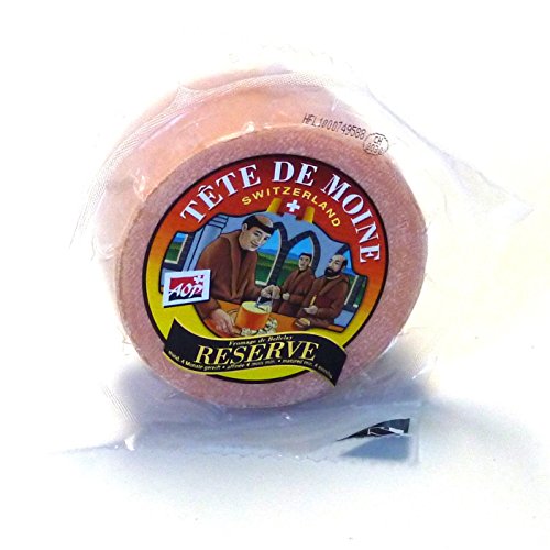 Tete de Moine RESERVE AOP Mönchskopfkäse 400g für Girolle Käsehobel halber Laib KÜHLBOX-Versand mit Styroporbox und Spezialkühlakku für Lebensmittelversand von Tete de Moine