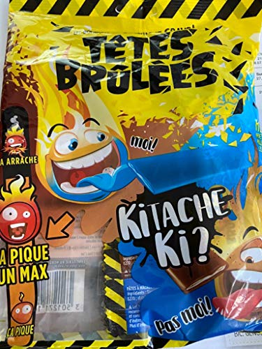 Tetes Brulees Kitache Ki? Extra Saure Bonbons Challenge Tüte mit den Sondersorten Himbeer und Cola von Tetes Brulees