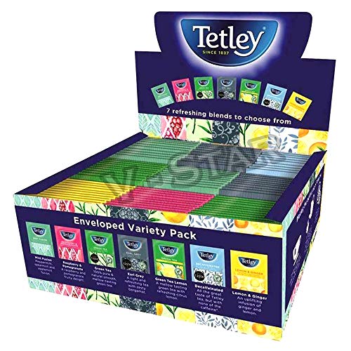 TETLEY Tag Enveloped Teebeutel, 7 verschiedene Geschmacksrichtungen, 90 Beutel (1 Box) von Tetley