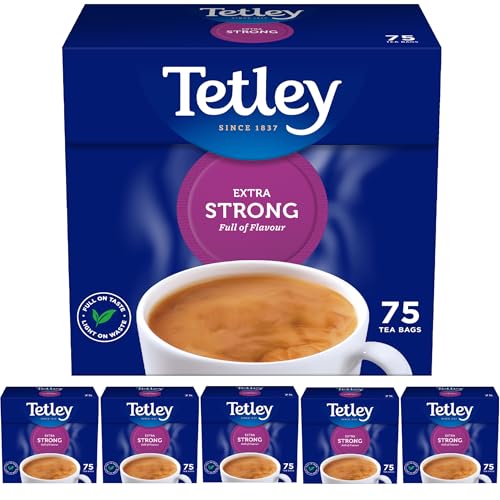 Tetley Extra starker Tee, Schwarzer Tee, Packung mit 6 Schachteln, 450 Teebeutel Tetley Extra starker Tee, Schwarzer Tee, Packung mit 6 Schachteln, 450 Teebeutel von Tetley