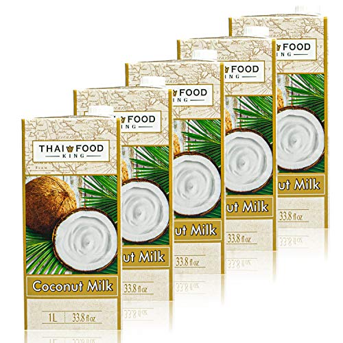 Thai Food King - 5er Pack Premium Kokosmilch 1 Liter - Original Kokosnussmilch cremig ideal zum Kochen, Backen und für Desserts - Coconut Milk mit hohem Kokos Anteil Thai Food King - 5er Pack Premium Kokosmilch 1 Liter - Original Kokosnussmilch cremig ideal zum Kochen, Backen und für Desserts - Coconut Milk mit hohem Kokos Anteil von Thai Food King