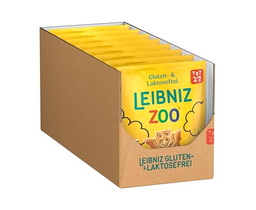 LEIBNIZ ZOO Gluten- & Laktosefrei, 8er Pack, Butterkekse mit Motiven aus der Fabelwelt, glutenfreie & laktosefreie Kekse in der Großpackung als Vorrat oder zum Verkauf (8 x 100 g) von Leibniz