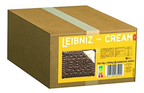 LEIBNIZ Keks'n Cream Milk - Doppelkekse - 100 einzeln verpackte Dessertpackungen im Catering-Karton - Kakaokekse mit Milchcreme Füllung (100 x 19 g) von The Bahlsen Family