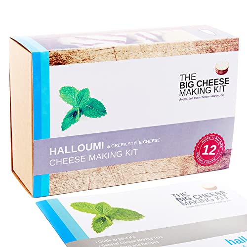 Halloumi Käseherstellungs-Set | einfacher, cremiger vegetarischer und glutenfreier Käse für alle Anlässe | schneller, frischer hausgemachter Käse | inklusive Rezeptbuch und Zutaten | Geschenk für Freunde und Familie | 450g von The Big Cheese Making Kit