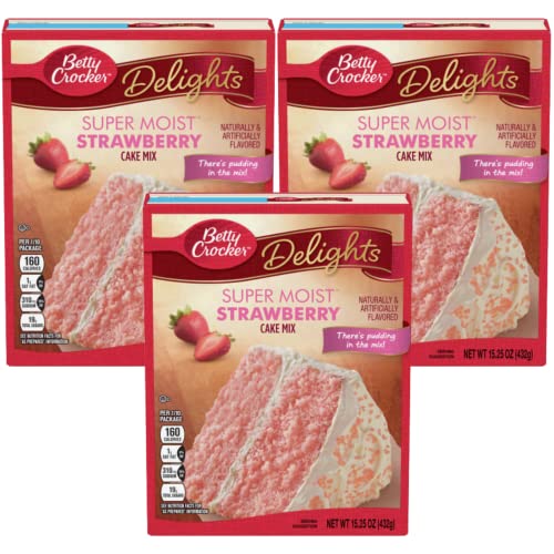 The Bramble Bay Betty Crocker Super Moist Erdbeerkuchenmischung zum Backen köstlicher und schwammiger feuchter Erdbeerkuchen Dessert, 3er Pack (3 x 432 g) von The Bramble Bay