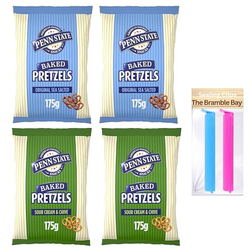 The Bramble Bay Penn State Brezeln | Original Sea Salted Flavour 175g x 2 | Sour Cream & Chive Flavour 175g x 2 | 4 Stück insgesamt von The Bramble Bay