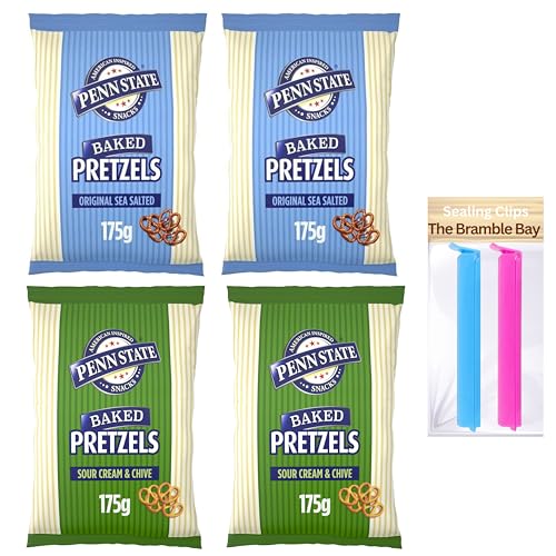 Penn State Brezels | Original Meersalzgeschmack 175 g x 2 | Sauer-Creme & Schnittlauch-Geschmack 175 g x 2 | 4 Stück insgesamt von The Bramble Bay