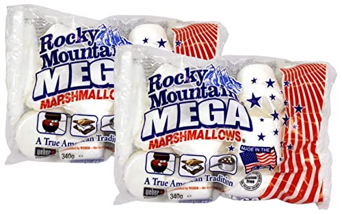 Rocky Mountain Mega Marshmallows | Flauschiges Marshmallow im klassischen Vanillegeschmack, perfekt für Snacks und Grillparty | 2er Pack (2 x 340 g) von The Bramble Bay