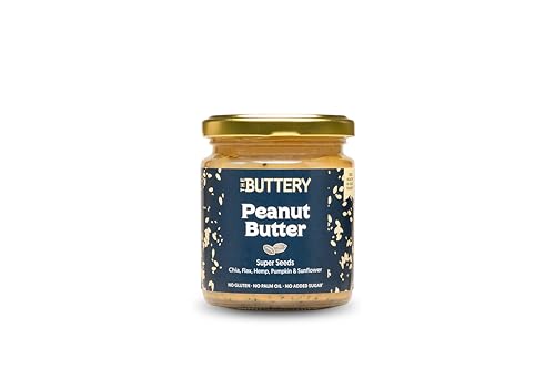 Peanut Butter Super Seeds 220g Erdnussbutter mit Samen, 100% gesunde Erdnüsse mit hohem Ölsäuregehalt, ohne Palmöl, Zuckerzusatz oder Gluten, Proteinquelle, für Veganer geeignet Peanut Butter Super Seeds 220g Erdnussbutter mit Samen, 100% gesunde Erdnüsse mit hohem Ölsäuregehalt, ohne Palmöl, Zuckerzusatz oder Gluten, Proteinquelle, für Veganer geeignet von The Buttery