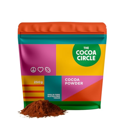 The Cocoa Circle Kakaopulver - 250g | Ungesüßtes, hochwertiges Kakao pulver für Backen, Desserts & Heiße Schokolade | Reich an Antioxidantien & Mineralien The Cocoa Circle Kakaopulver - 250g | Ungesüßtes, hochwertiges Kakao pulver für Backen, Desserts & Heiße Schokolade | Reich an Antioxidantien & Mineralien von The Cocoa Circle