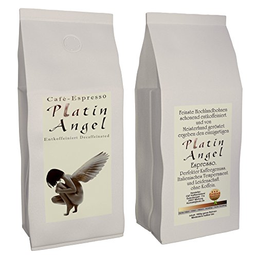 Espresso / Cafe - Kaffeebohnen Entkoffeiniert "Platin Angel"(Ganze Bohnen,500 g) - Säurearm - Schonend Und Frisch Geröstet von C&T
