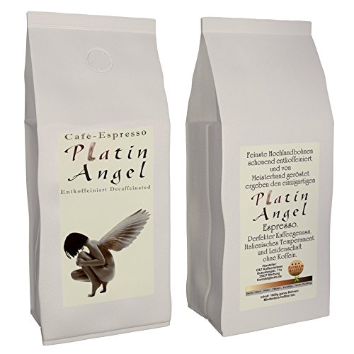 Espresso / Cafe - Kaffeebohnen Entkoffeiniert "Platin Angel"(Gemahlen,500 g) - Säurearm - Schonend Und Frisch Geröstet von C&T
