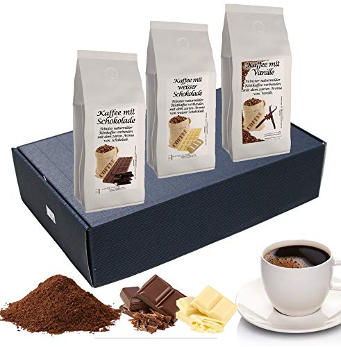 Geschenk Set Aromatisierter Kaffee Ganze Bohne 3 x 200 g (Schokolade, Weiße Schokolade und Vanille) von The Coffee and Tea Company