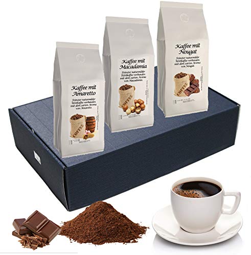 Geschenk Set Aromatisierter Kaffee Gemahlen 3 x 200 g (Amaretto, Macadamia und Nougat) von The Coffee and Tea Company
