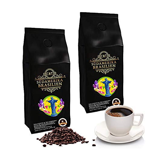 Kaffee Café Crema Brasil, mild & aromatisch, schonende Mischung aus Brasilien ganze Bohne, 1000 g, (2 x 500 g) von The Coffee & Tea Company