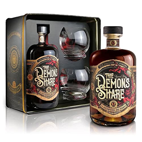 The Demon's Share Superior Blend Rum 12 Years Old 41% Vol. 0,7l in Tinbox mit 2 Gläser von The Demon's Share