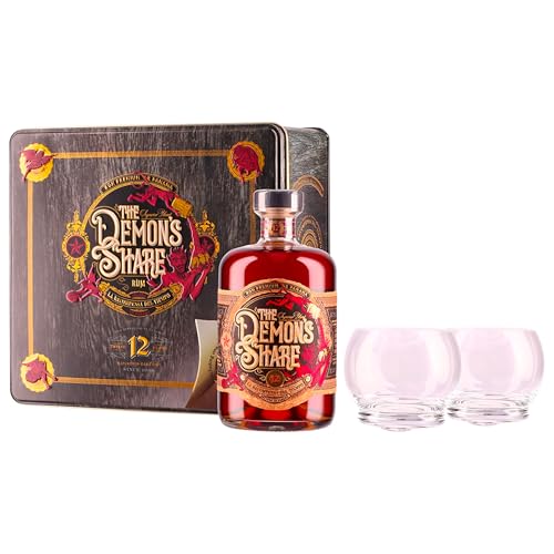 The Demon's Share Superior Blend Rum 12 Years Old 41% Vol. 0,7l in Tinbox mit 2 Gläser von The Demon's Share