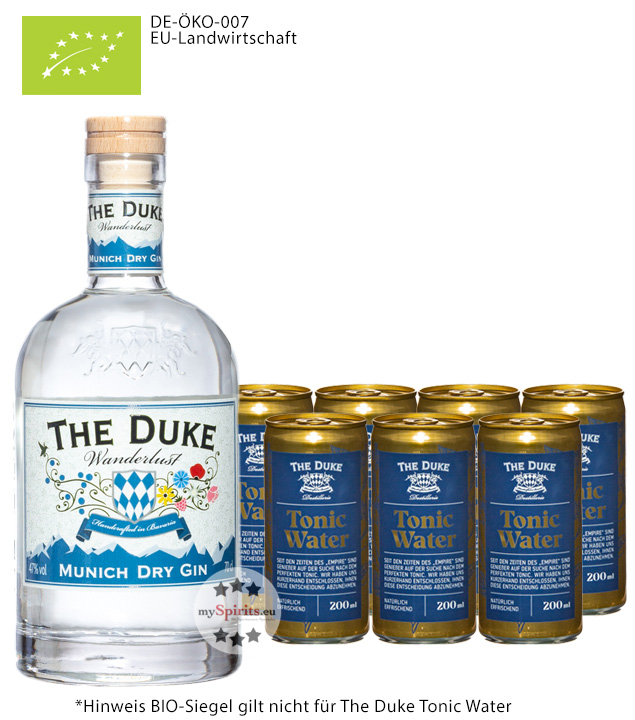 The Duke Wanderlust Gin Bio & The Duke Tonic Set (47 % Vol., 2,1 Liter) von The Duke Destillerie