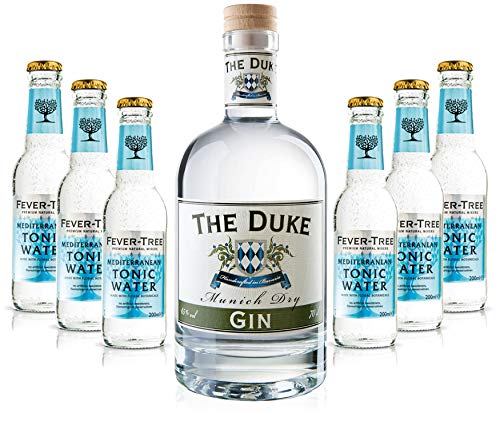 Gin Tonic Set - The Duke Munich Dry Gin 0,7l 700ml (45% Vol) + 6x Fever Tree Mediterranean Tonic Water 200ml inkl. Pfand MEHRWEG von The Duke-The Duke