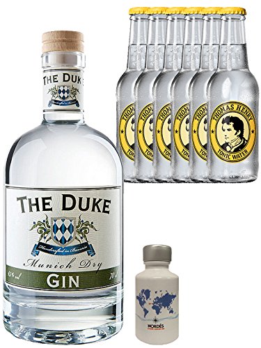 Gin-Set The Duke München Dry BIO Gin 0,7 Liter + Nordes Atlantic Gin 0,05 Liter Miniatur + 6 Thomas Henry Tonic Water 0,2 Liter von The Duke